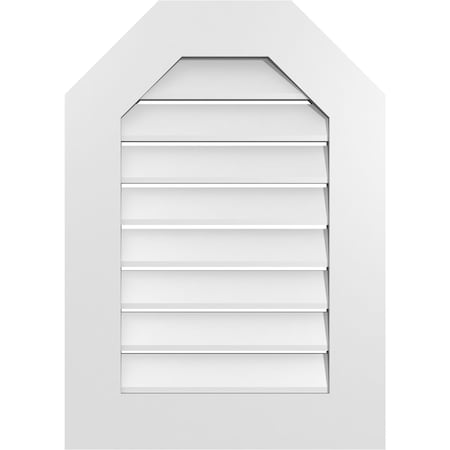 Ekena Millwork Octagonal Top Surface Mount PVC Gable Vent: Functional, w/ 3-1/2"W x 1"P Standard Frame, 20"W x 28"H GVPOT20X2801SF